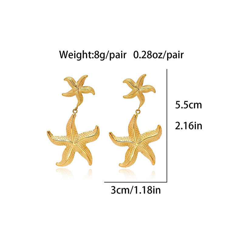 Wholesale 5pcs/pack Vintage Simple Ocean Stainless Steel Earrings